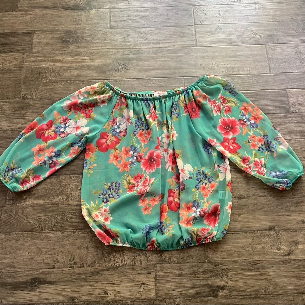New York & Co. Floral Peasant Blouse Size M